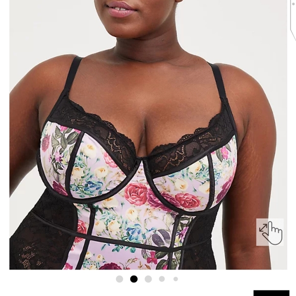 🆕PINK FLORAL SATIN & LACE UNDERWIRE CHEMISE - Picture 2 of 6